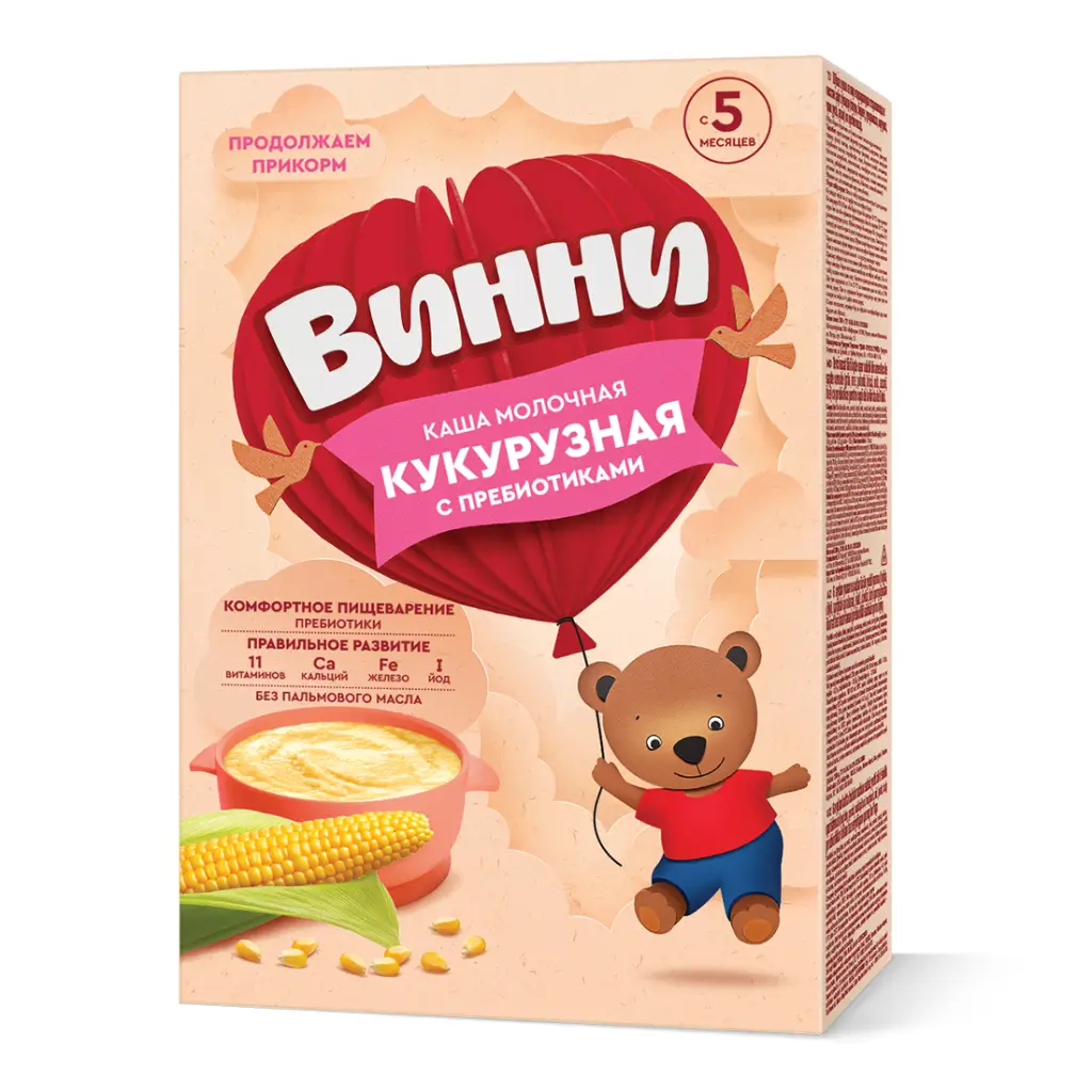 Винни – каша молочная, кукурузная, с 5 месяцев