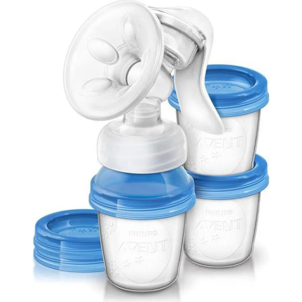 Avent молокоотсос, механический с насадкой Natural и 3 шт. контейнерами