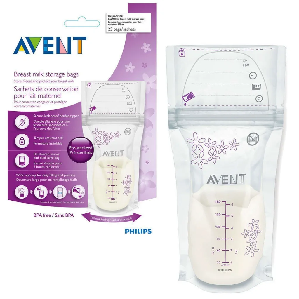 Avent – пакеты для хранения молока, одноразовые, 180 мл, 25 шт
