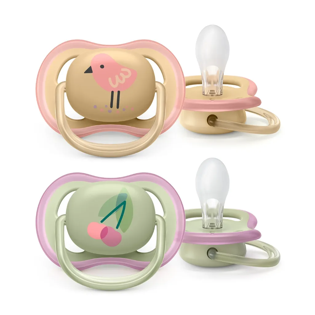 Avent Ultra Air Pacifier, 0-6 Months, Bird & Cherry, 2pk