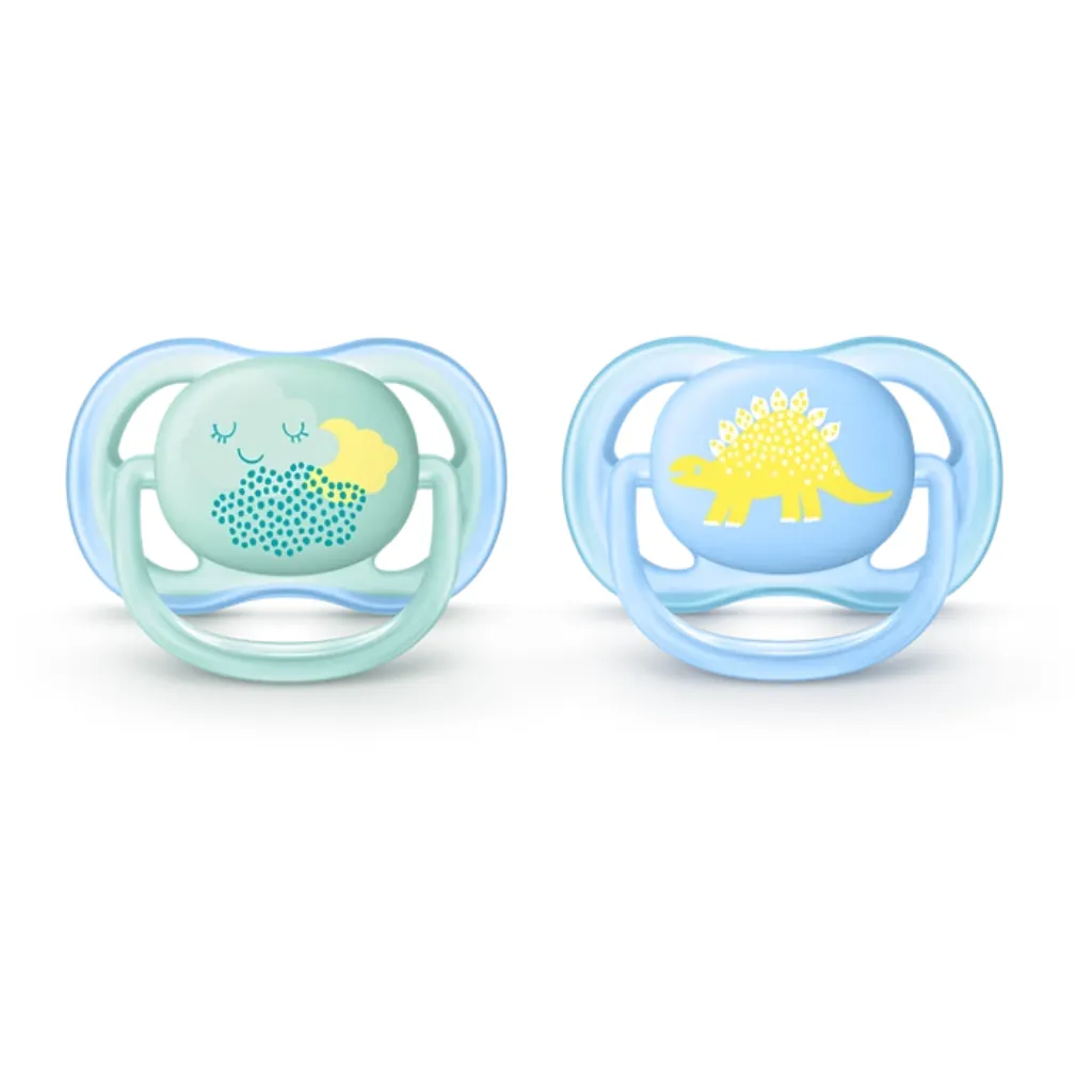 Avent Ultra Air Pacifier, 0-6 Months, Cloud & Dinosaur, 2pk