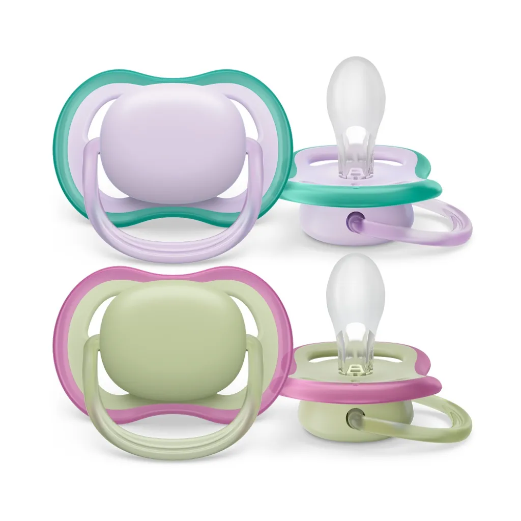 Avent Ultra Air Pacifier, 0-6 Months, Purple & Green, 2pk