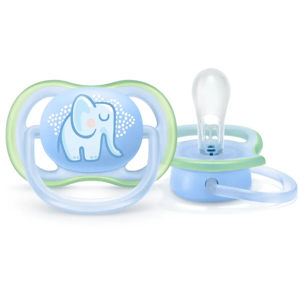 Avent – пустышка Ultra Air, 0-6 месяцев, синий слон, 1 шт