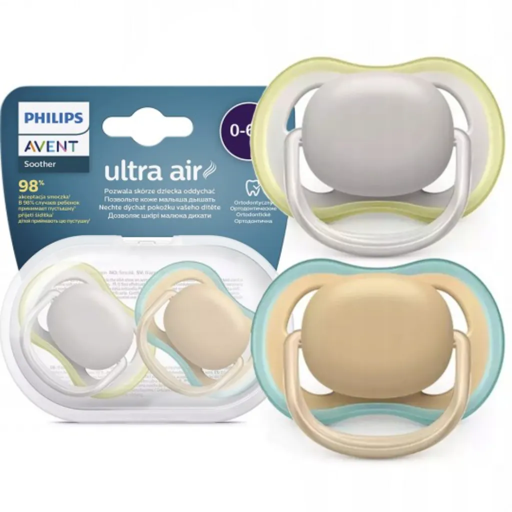 Avent – пустышка Ultra Air, 0-6 месяцев, коричневый и серый, 2 шт