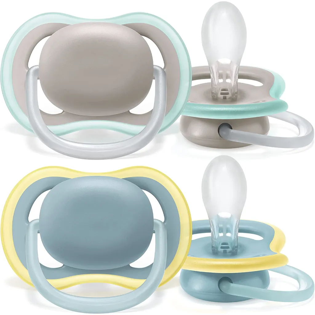 Avent Ultra Air Pacifier, 18 Months, Grey & Blue, 2pk