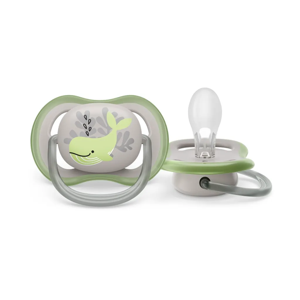 Avent Ultra Air Pacifier, 6-18 Months, Green Whale, 1pc