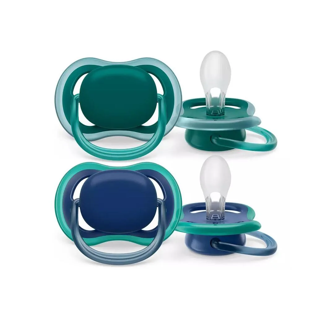 Avent Ultra Air Pacifier, 6-18 Months, Dark Blue & Green, 2pk