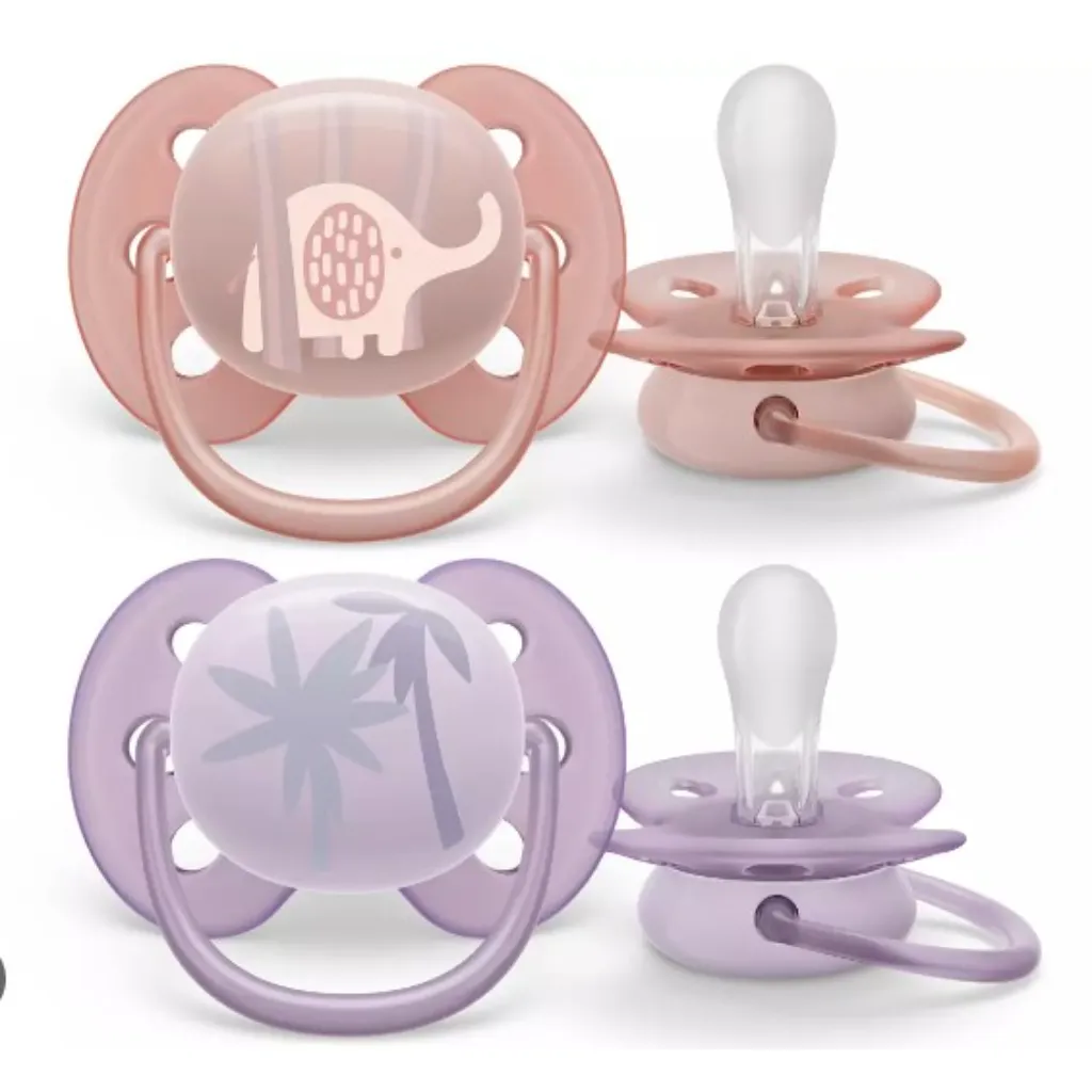 Avent — пустышка Ultra Soft 0-6 мес, тропики и слон цвет, 2 шт