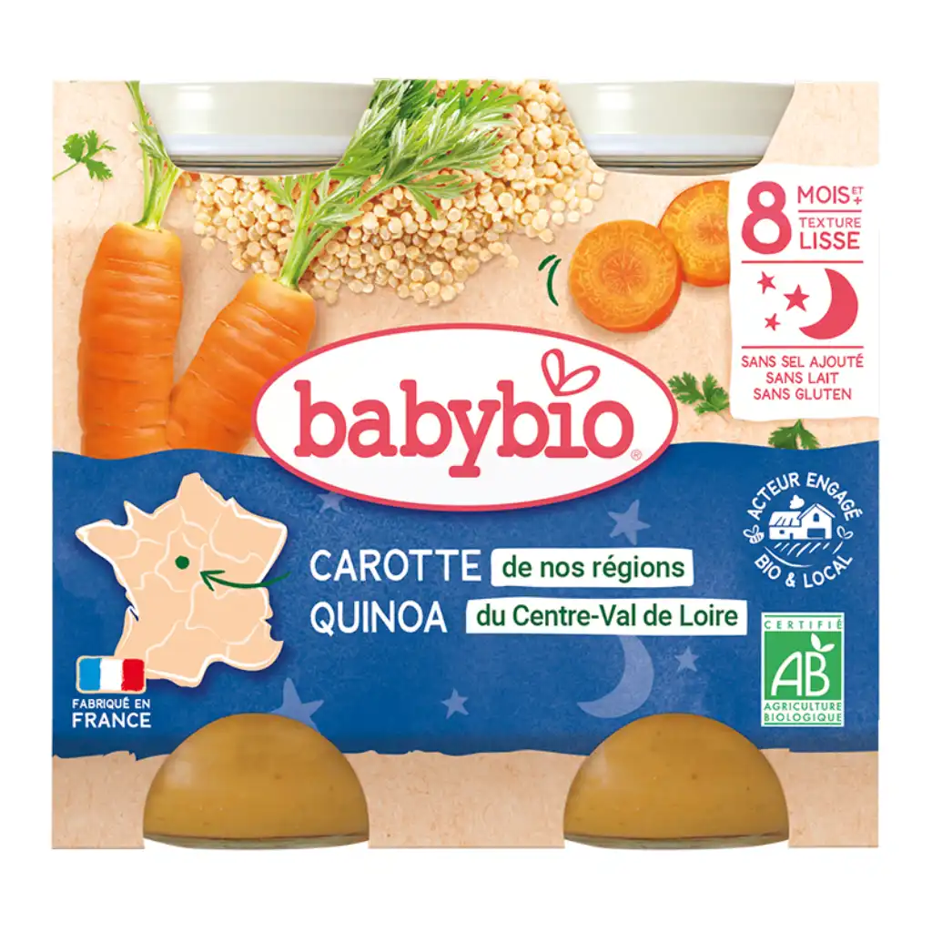 Babybio - "Sleepytime" Sweet Potato and Carrot with Quinoa, 8 months, 200g x 2 pcs