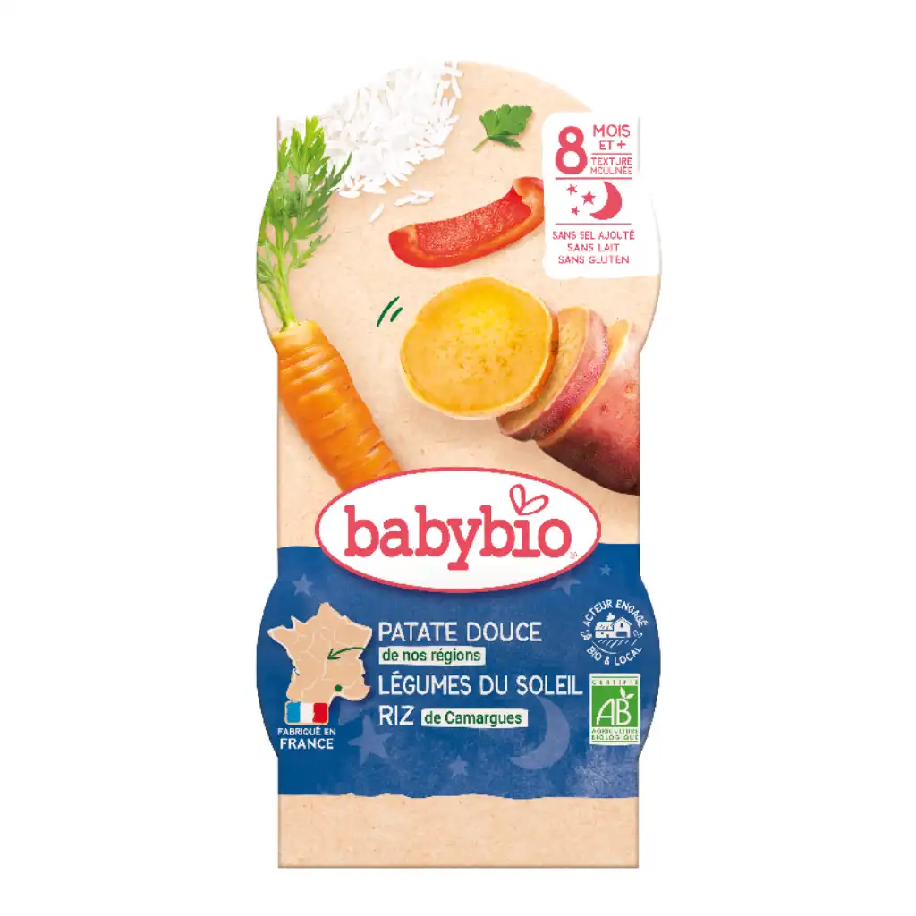 Babybio - "Sleepytime" Sweet Potato, Carrot and Bell Pepper, 8 months, 200g x 2 pcs
