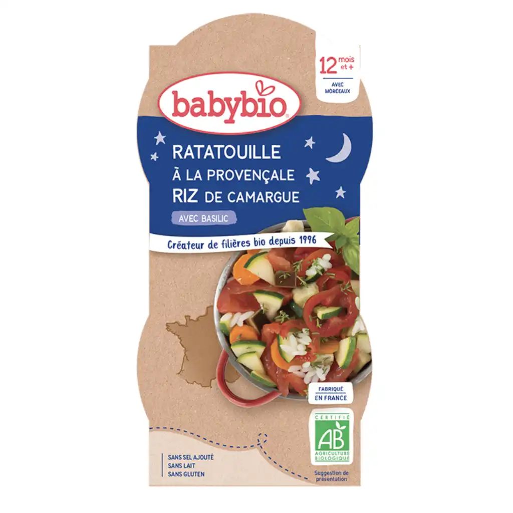 Babybio "Sleepytime" "Ratatouille" with rice and carrots, 12 months, 200g x 2 pcs