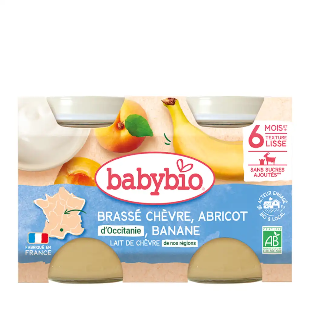 Babybio - Goat milk yogurt, apricot and banana, 6 months, 130g x 2 pcs