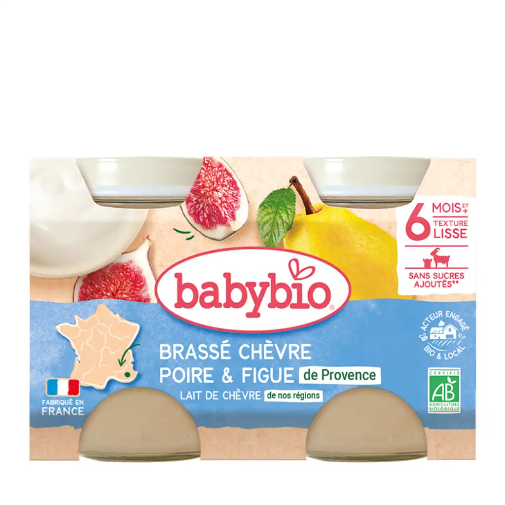 Babybio - Goat milk yogurt, pear and fig, 6 months, 130g x 2 pcs