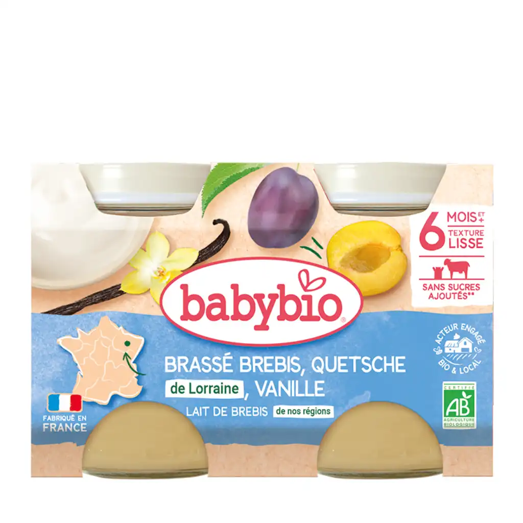 Babybio - Yogurt with sheep's milk, mirabelle plum and vanilla, 6 months, 130g x 2 pcs