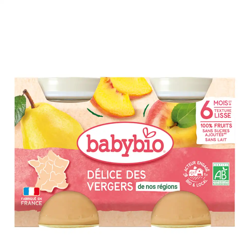 Babybio - Apricot, Pear and Apple Compote, 6 months, 130g x 2 pcs