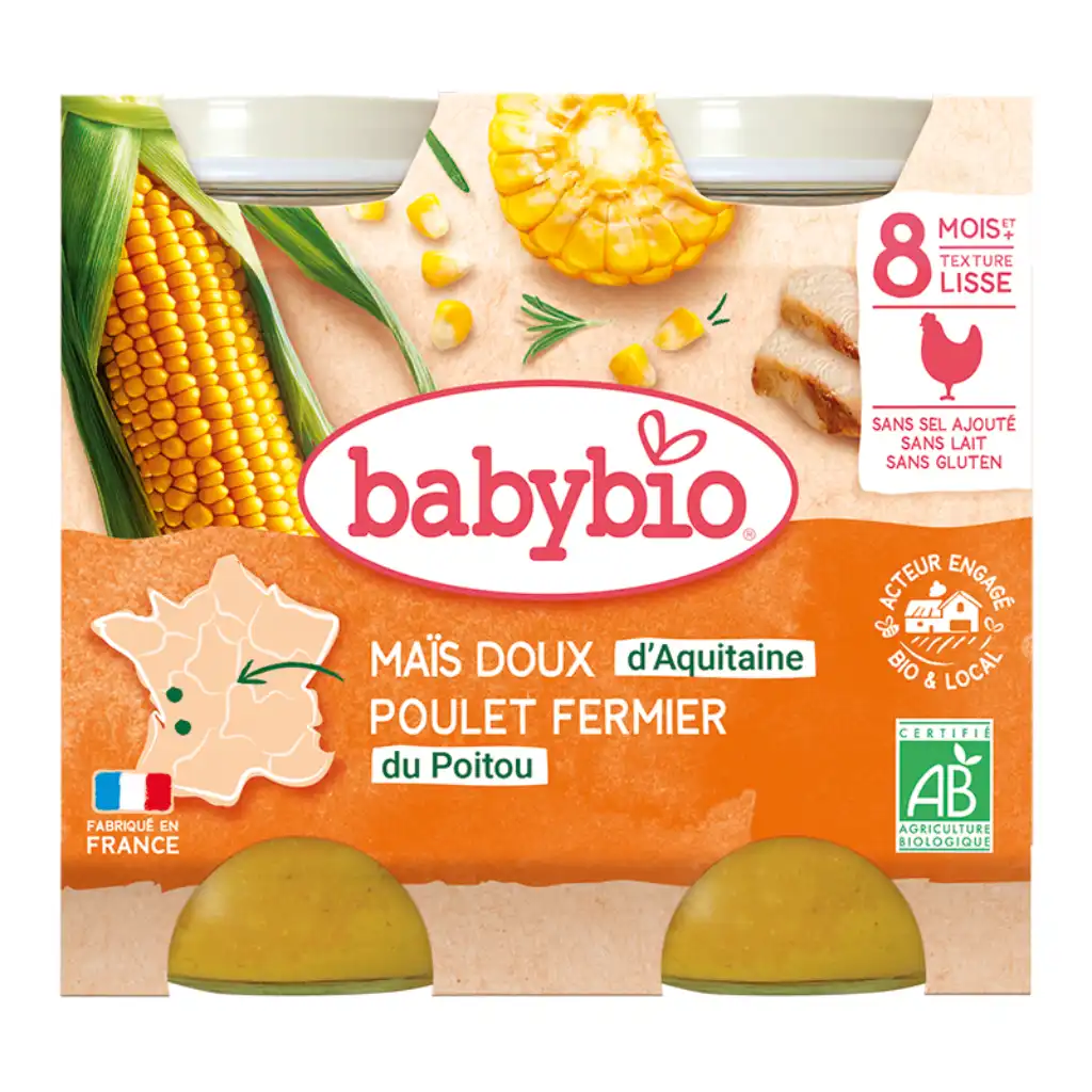 Babybio - Lunch with chicken and vegetables, 8 months, 200g x 2 pcs