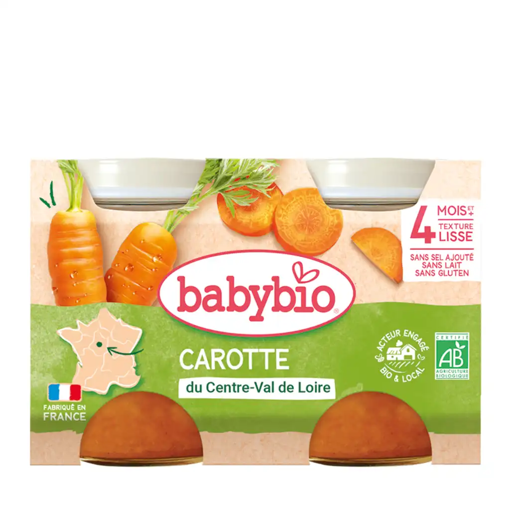 Babybio - Lunch Carrot, 4 months, 130g x 2 pcs