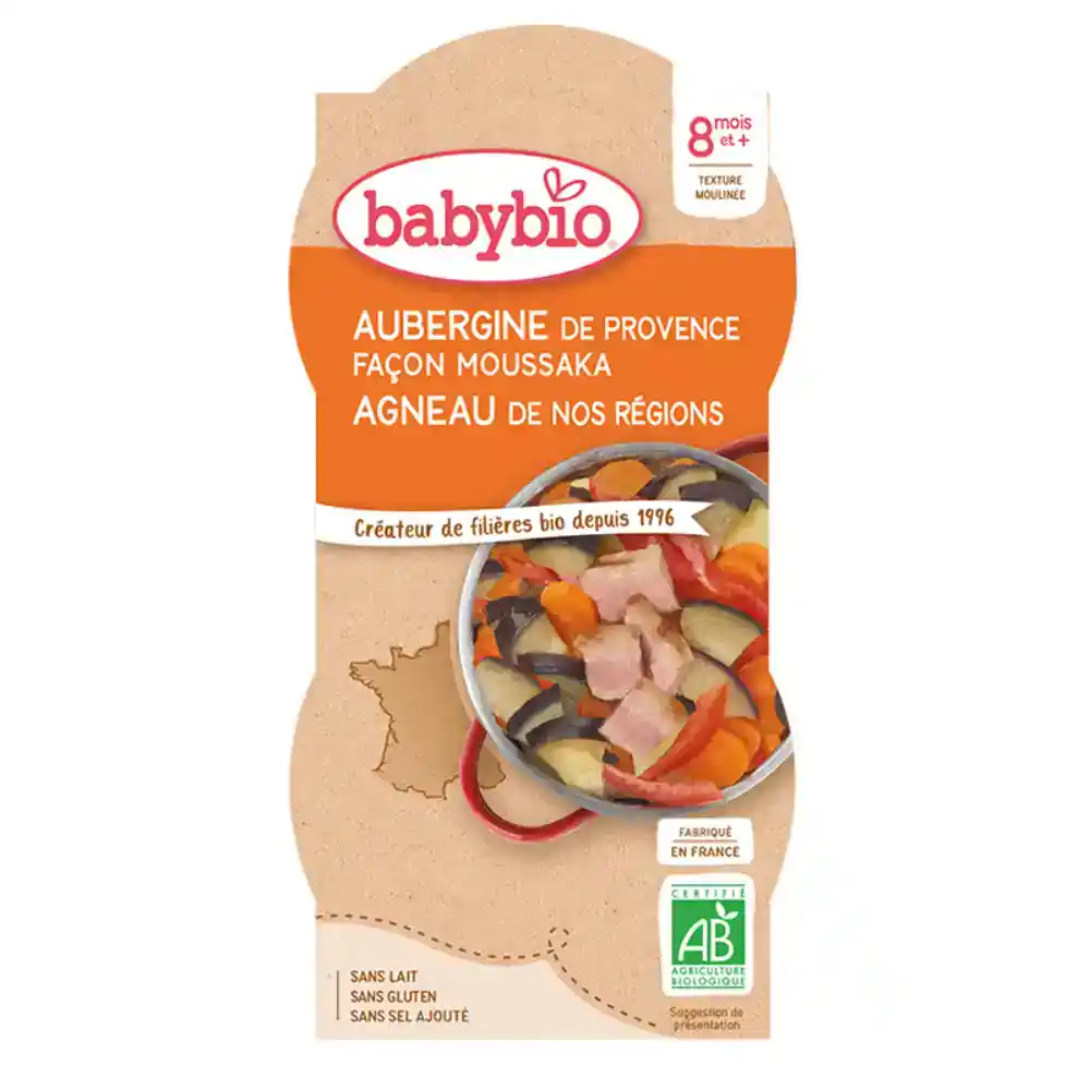 Babybio - Greek Moussaka with Lamb, 8 months, 200g x 2 pcs