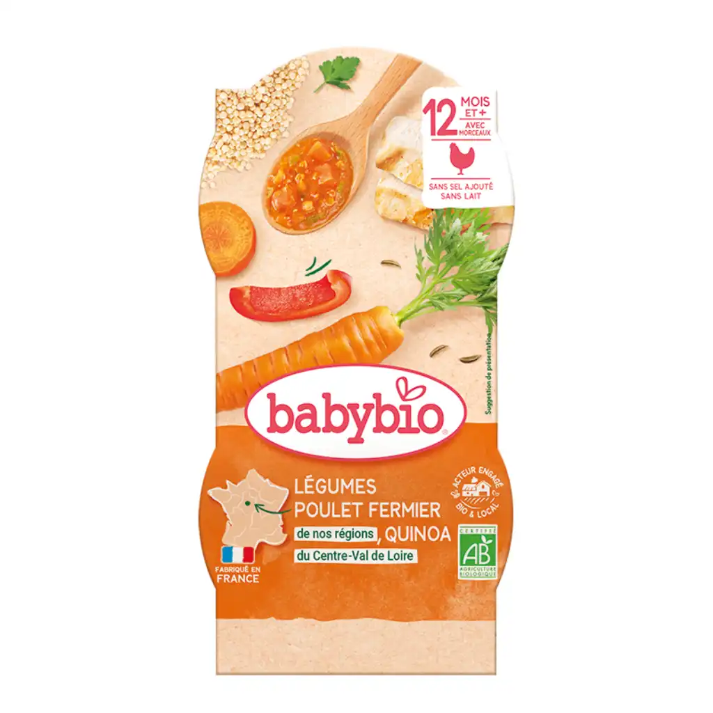 Babybio - Chicken with vegetables and quinoa, 12 months, 200g x 2 pcs