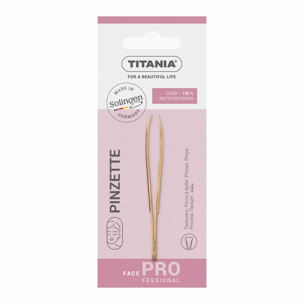 Titania Tweezers Solingen Straight Blade Gold Plated