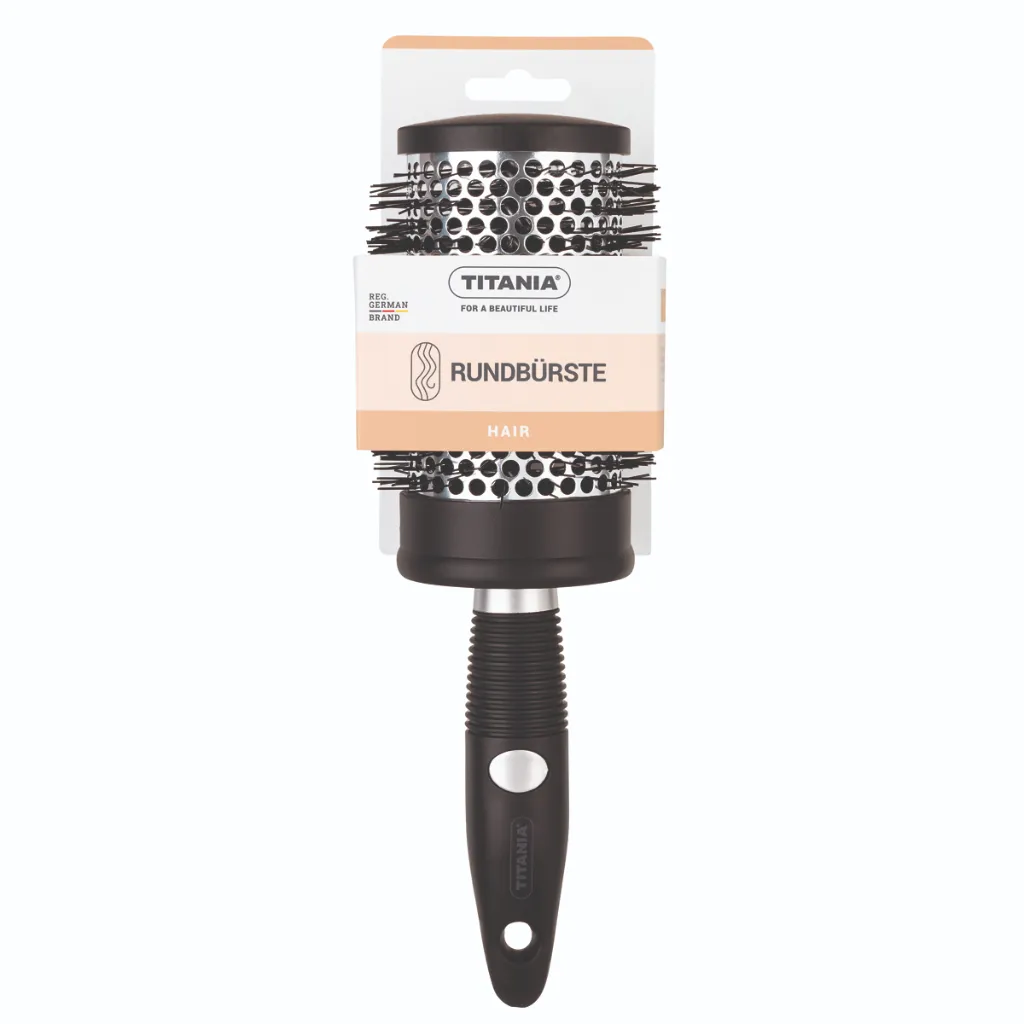 Titania - comb for hairdryer, black-silver. 7 cm diam.