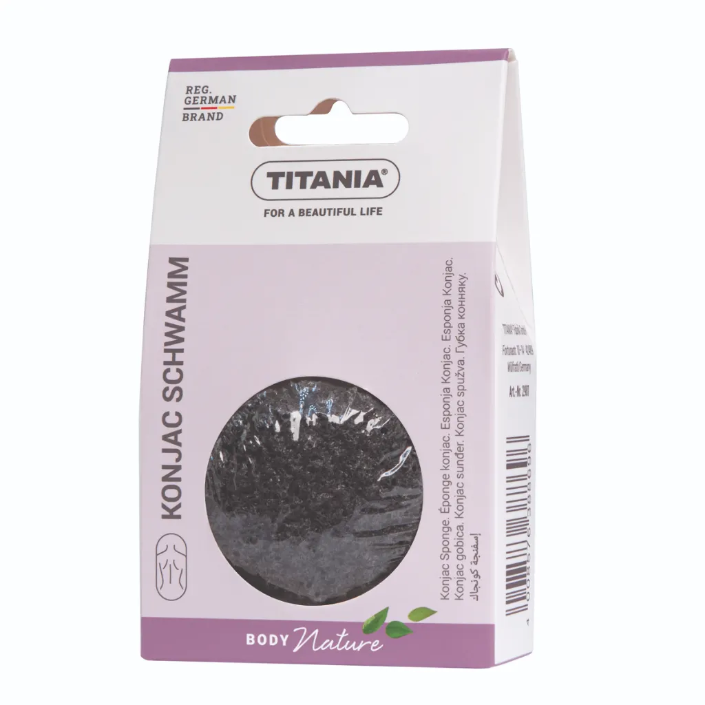 Titania Konjac Sponge with Charcoal for Oily and Combination Skin Face Wash