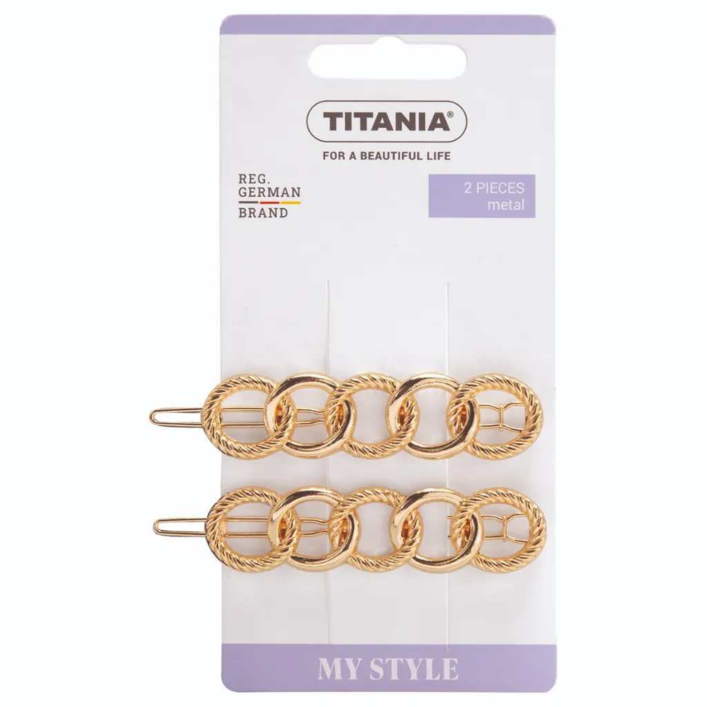 Titania - Hair clip, metal "chain", golden, 2pcs