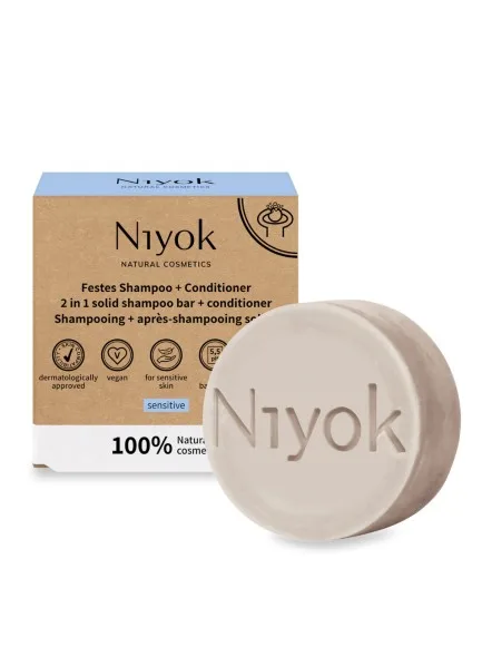 2in1-solid-shampoo-bar-conditioner-sensitive-no-perfume-80g ნიოკი - მყარი შამპუნი, Sensitiv, 80გ. 1294 - Image 1