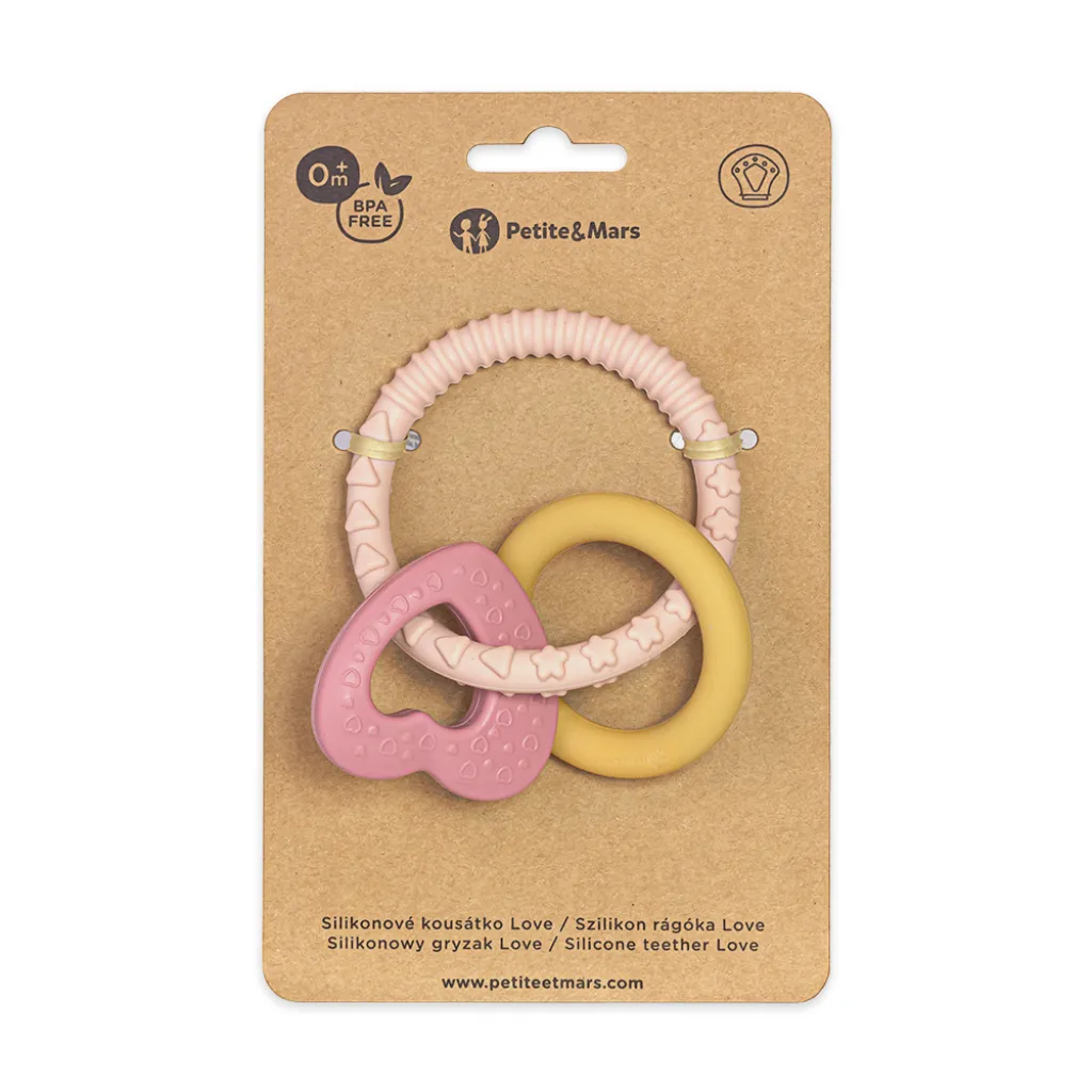 PETITE&MARS Silicone teething rings, heart, 0 months+