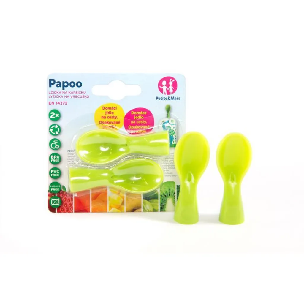 PETITE&MARS ложка для крепления к паучу Papoo, зеленый, 2 шт