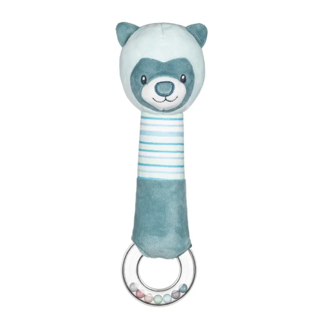 PETITE&MARS Mike the bear soft, squeaky, rattle ring toy, from 3 months