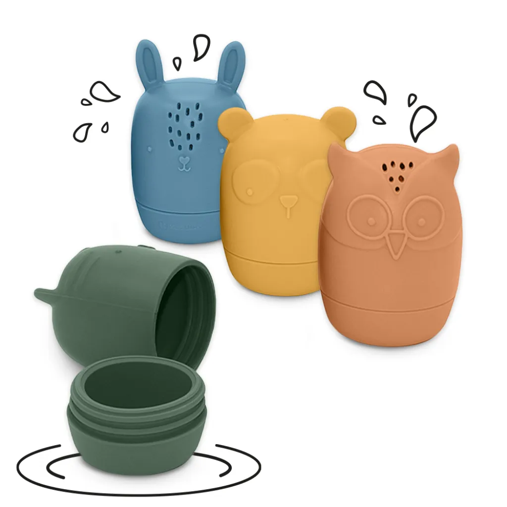 PETITE&MARS AMIGOS Silicone Bath Toys, 6 Months+, 4 pcs
