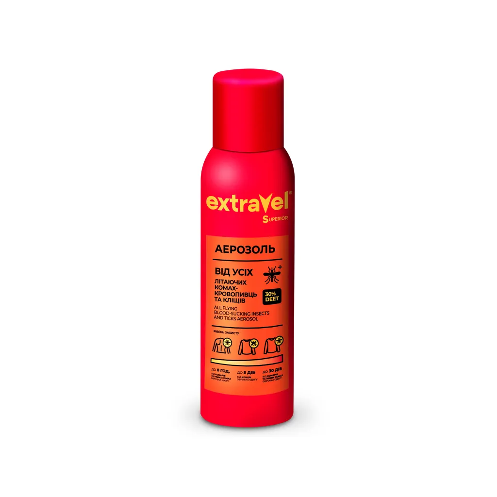 Extravel-Superior-mprinavi-siskhlismtsoveli-mtserebisa-da-tkipis-satsinaaghmdego-aerozoli-100ml Extravel Superior მფრინავი, სისხლისმწოველი მწერებისა და ტკიპის საწინააღმდეგო აეროზოლი, 100მლ - Image 1