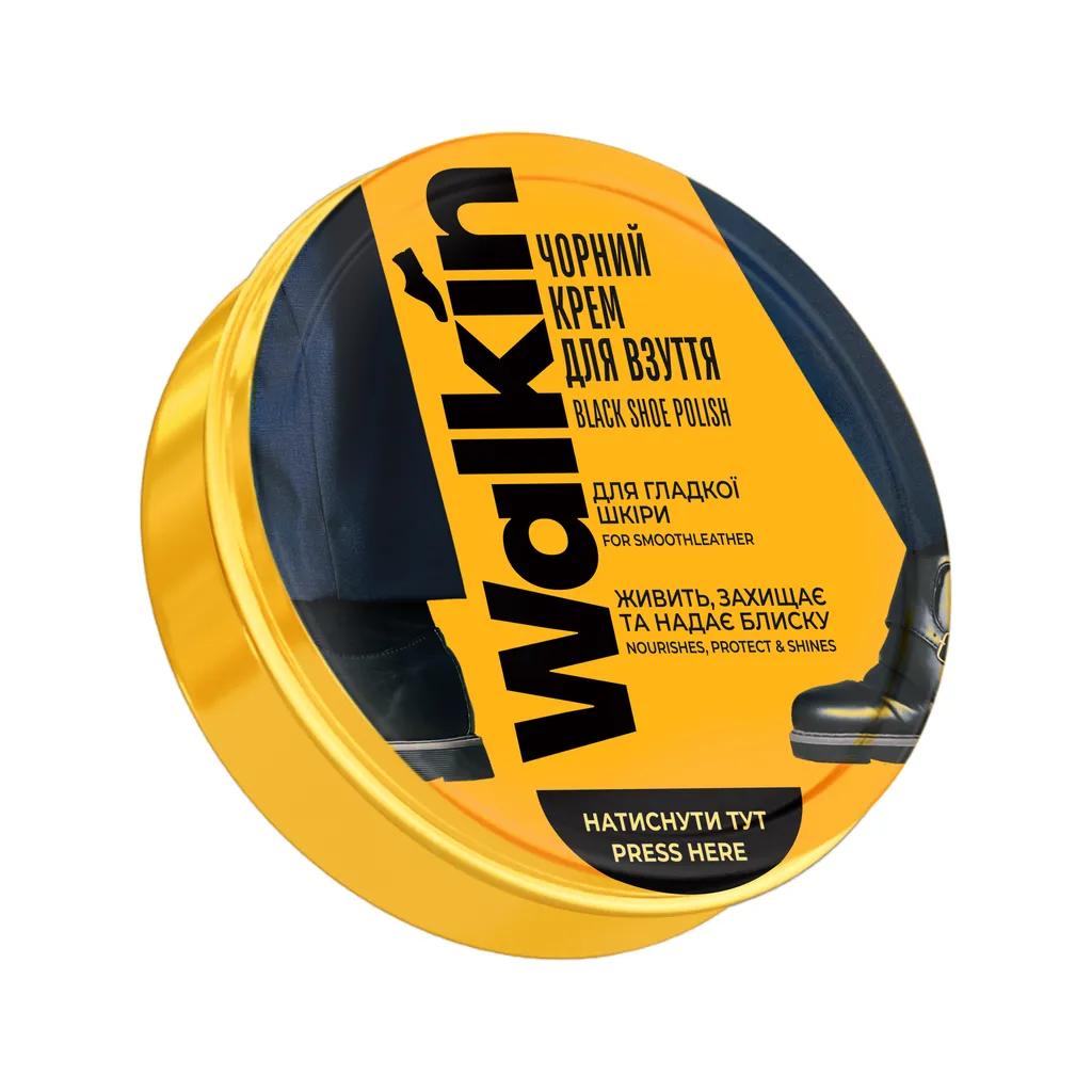 WALKIN-tqavis-pekhsatsmlis-laki-kilashi-shavi-50ml WALKIN ტყავის ფეხსაცმლის ლაქი ქილაში, შავი, 50მლ - Image 1