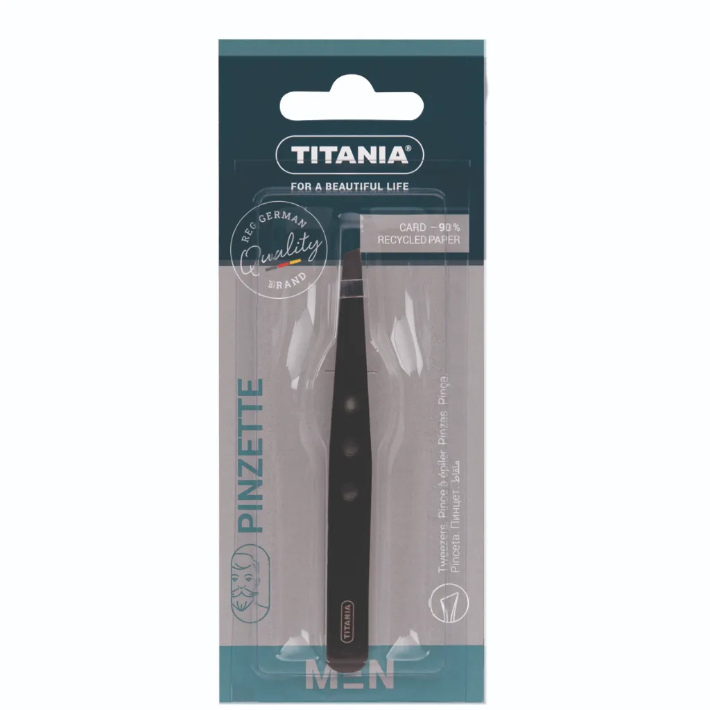 titania-pintseti-mamakatsis-MEN-shavi-dakhrili-pirit-1418-1090-61MEN-B-1 ტიტანია - პინცეტი მამაკაცის MEN, შავი, დახრილი პირით. 1418 (1090/61MEN B) - Image 1