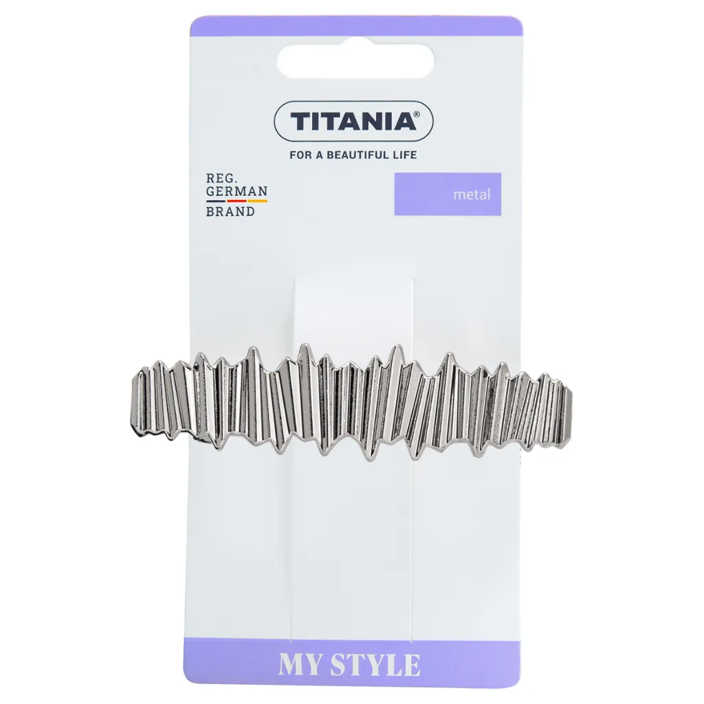 titania-tmis-samagri-metalis-talgha-vertskhlisperi-8219-1 ტიტანია - თმის სამაგრი, მეტალის "ტალღა", ვერცხლისფერი. (8219) - Image 1